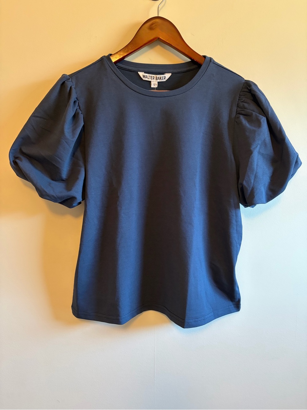 Walter Baker Navy Blue Puff Sleeve Crew Tee